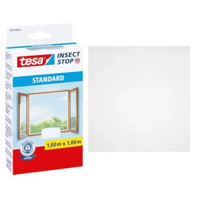 Abbildung von tesa Fliegengitter Gewebe Insect Stop Standard für Fenster, (Packung, 1 St., Fliegennetz, Klettband), Insektenschutzgitter Fliegenetz ohne Bohren zuschneidbar weiß