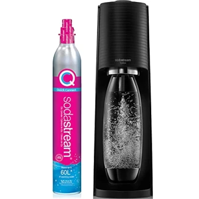 Abbildung von SodaStream Terra Sparkling Water Maker (schwarz) mit CO2 und DWS Flasche