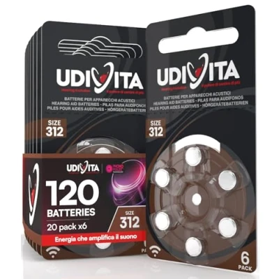 Abbildung von 120 Batterien für Hörgeräte Udivita Typ 312