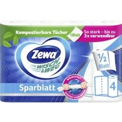 Abbildung von Zewa Papierküchenrolle Küchenrollen WISCH&amp;WEG Sparblatt (Packung 4 St. Rollen), 2 lagig