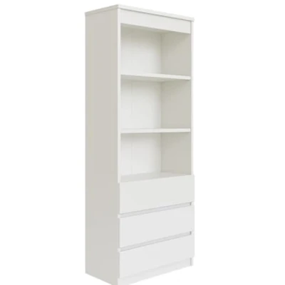 Abbildung von Mehrzweckschrank mit 3 Schubladen Fächern Bücherregal Aktenschrank Büroschrank Haushaltsschrank 180x60x35 cm (Weiß)