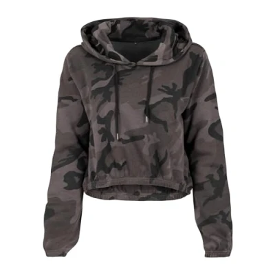 Abbildung von Build Your Brand Damen BY065 Ladies Cropped Hoody Hoodie, Olive camo, M