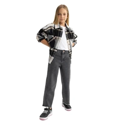 Abbildung von DeFacto Mädchen Jeans für Teenager Trendige Jeanshosen Cargohosen Wide Leg