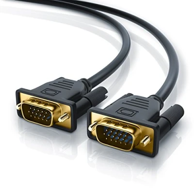 Abbildung von CSL 2m HQ Full HD VGA Kabel D Sub Stecker S zu Videokabel 1080p Knickschutz vergoldete Kontakte 3 Fach geschirmt schwarz