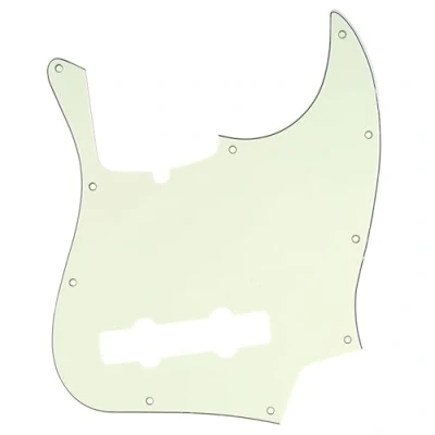 Abbildung von Musiclily Pro 5 Saiter 10 Löcher Contemporary J Bass Pickguard JB style Schlagbrett für Fender American Jazz Bass,3 lagig Elfenbein