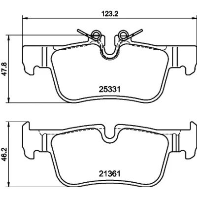 Abbildung von HELLA 8DB 355 021 681 Bremsbelagsatz für Verschleißwarnanzeiger vorbereitet BMW: X1, 2 Active Tourer, Gran MINI: Schrägheck, Clubman, Cabrio