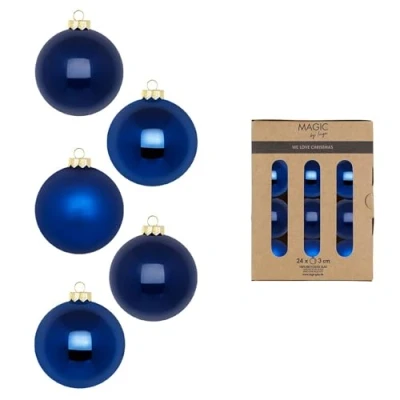 Abbildung von MAGIC by Inge Weihnachtsbaumkugel, Weihnachtskugeln Glas 3cm 24 Stück Royal Blau