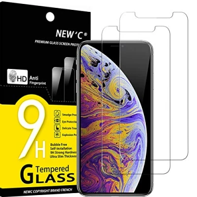 Abbildung von NEW&#039;C 2 Stück, Panzer Schutz Glas für iPhone 11 Pro Max, XS Frei von Kratzern, 9H Härte, HD Displayschutzfolie, 0.33mm Ultra klar, Ultrabeständig