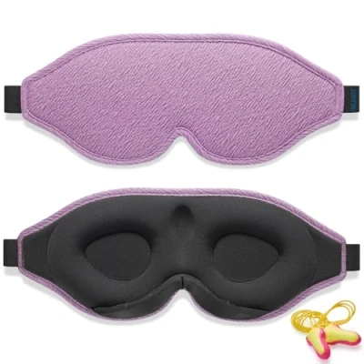 Abbildung von 2025 Innovative Schlafmaske für Männer und Frauen. 100% Licht blockierend Ergonomische, einstellbare Augenmaske mit Ohrstöpseln Schlaf, Nickerchen, Meditation, Reisen, angenehme Nachtruhe (Violett)