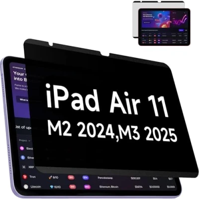 Abbildung von Magnetischer Blickschutzfolie Kompatibel mit iPad Air 11 Zoll M2 2024 (iPad 6), Abnehmbar Anti Glare Blaulicht 11zoll Sichtschutzfolie Blickschutzfilter Sichtschutz Folie Privacy Screen