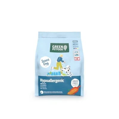 Abbildung von Green Petfood InsectDog Hypoallergen mit Insekten (1 x 900 g) Adult Premium Trockenfutter für ausgewachsene allergische Hunde getreidefrei nachhaliges Hundefutter German Quality 1er Pack