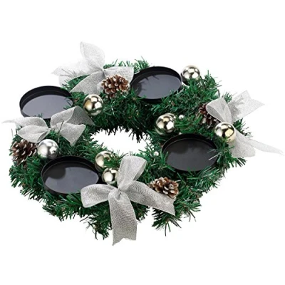 Abbildung von Britesta Adventskranz Deko: mit silberfarbenem Schmuck, Ø 30 cm (weihnachtskranzdeko, Weihnachtsdeko Kranz, Weihnachten)