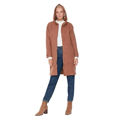 Abbildung von Trendyol Damen Design Regular Parkas Plain Webstoff Mantel Coat, Braun, 36 EU