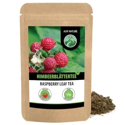 Abbildung von Himbeerblättertee (50g), Himbeerblätter geschnitten, schonend getrocknet, 100% rein und naturbelassen zur Zubereitung von Tee, Kräutertee, Tee