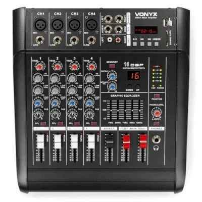 Abbildung von Vonyx AM5A 5 Kanal Musikmischpult mit eingebautem 1000 W Verstärker