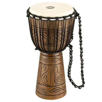 Abbildung von Meinl Percussion Rope Artifact Djembe Mittelgroße Handtrommel Mit Ziegenfell Durchmesser 10 Zoll Mahagoni, Braun (HDJ17 M)