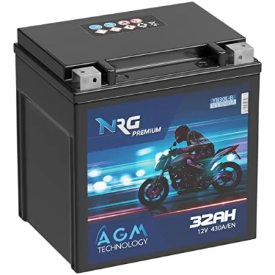 Abbildung von NRG Premium YB30L B AGM Motorradbatterie 32Ah 12V 430A/EN 53040 HVT 02 YIX30L BS ersetzt 30Ah 33Ah Batterie auslaufsicher wartungsfrei