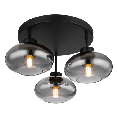 Abbildung von GLOBO LIGHTING Kugelleuchte, Leuchtmittel nicht inklusive, Lampenschirm Rauchglas Deckenleuchte Deckenlampe schwarz Retro, 3