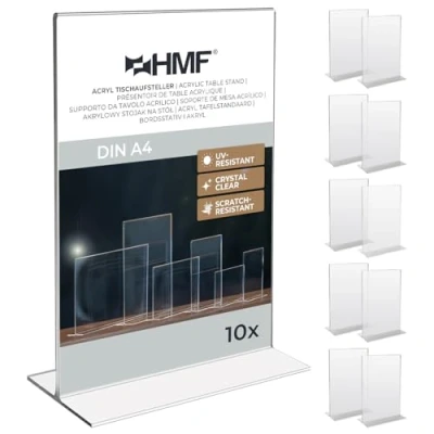 Abbildung von HMF 46922 Acryl Tischaufsteller gerade 10 Stück DIN A4 Hochformat Glasklar