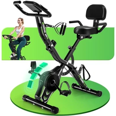 Abbildung von Neu Heimtrainer Fahrrad, SLUNSE 5 in 1 Ergometer Verstellbarer Widerstand, Hometrainer Fahrrad Faltbare Aufbewahrung, Leise &amp; Bequem, LCD Monitor, 160KG Belastbar, Home Trainer