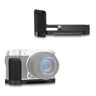 Abbildung von JJC XM5 Metall Kamera Handgriff für Fujifilm Fuji X M5 Kamera, Arca Swiss Typ Schnellwechselplatte Unterstützung mit rutschfester Silikon L Halterung, verbesserter Griff, schwarz