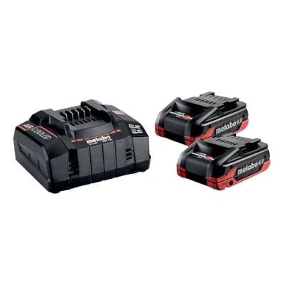 Abbildung von metabo Basis Set 2 x LiHDX 4.0 Ah Akkus, Schnellladegerät ASC 145 Leistungsstark, langlebig, 18 V Akku Technologie ideal für Profis