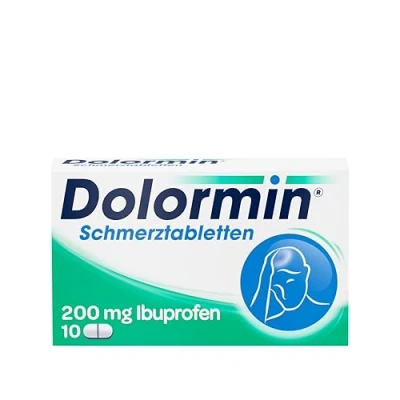 Abbildung von Dolormin Schmerztabletten mit 200 mg Ibuprofen 10 St