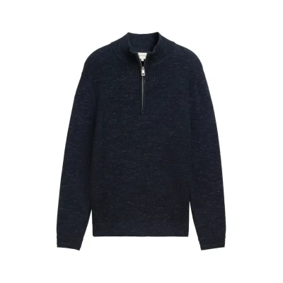 Abbildung von TOM Tailor Troyer Strickpullover, Herren, Größe: XXL, Sky captain blue spacedye