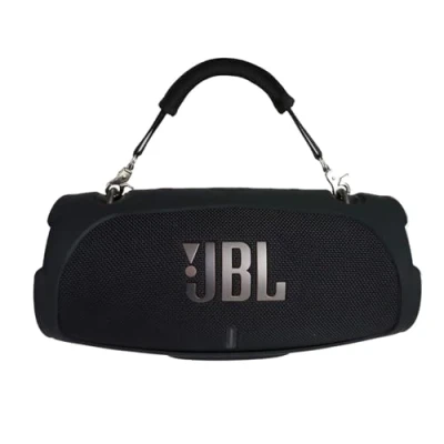 Abbildung von Khanka Silikonhülle mit Griff für JBL Xtreme 3 Musikbox portabler Bluetooth Speaker Lautsprecher (Silikonhülle, Schwarz Griff)