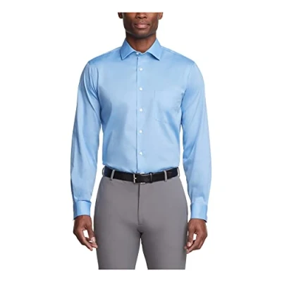 Abbildung von Van Heusen Herren Kleid Regular Fit Flex Kragen Stretch Solid Klassisches Hemd, frostiges blau, 41 cm Hals 81 84 Ärmel