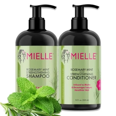 Abbildung von P Beauty Rosmarin Shampoo &amp; Conditioner mit Biotin 355ml für Haarwachstum Haarpflege Kopfhautpflege Spülung gegen Haarausfall Haarbruch, Pflegeshampoo Haarspülung Set