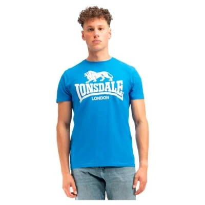 Abbildung von Lonsdale Normale Passform LOGO Tshirt print, Herren, Größe: Large, Royal blue white