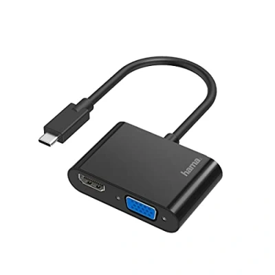 Abbildung von Hama Video Adapter 2in1 USB C Stecker VGA &amp; HDMI™ Buchse Ultra HD 4K zu HDMI, VGA, 10 cm