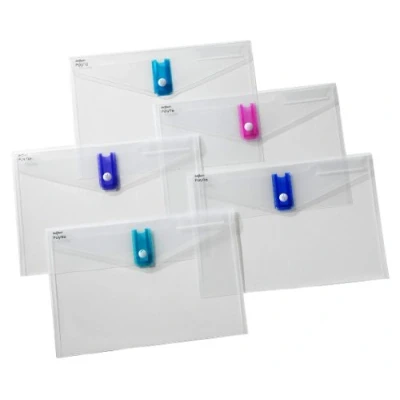 Abbildung von Snopake 15689 Polyfile Dokumentenmappe mit Fach für USB Stick, Foolscap Format 216 x 343 mm, transparent/Electra Farben, 5 Stück