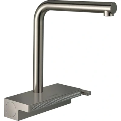 Abbildung von hansgrohe Küchenarmatur Aquno Select M81 (Wasserhahn Küche mit Abtropfsieb, 360 schwenkbar, hoher und ausziehbarer Komfort Auslauf 250mm, 2 Strahlarten, Standardanschlüsse) Chrom