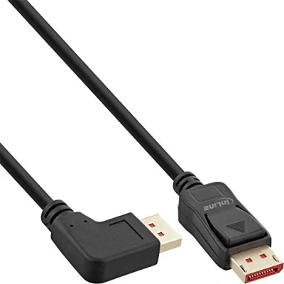 Abbildung von InLine® DisplayPort 1.4 Kabel, 8K4K, links gewinkelt, schwarz/gold, 1m