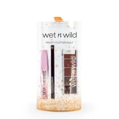 Abbildung von Wet n Wild Frosty Flutter Vault, 12 teiliges Make up Set mit Mega Volume Black Mascara, Eyeliner Pen und 2 Lidschatten Paletten, Leicht Verblendbare Formel, Geschenkset für Beauty Fans