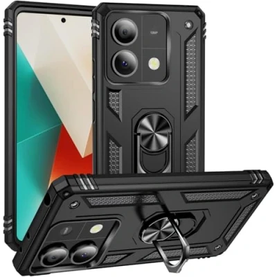 Abbildung von Max Power Digital Hülle für Xiaomi Redmi Note 13 4G Standfunktion Drehbar Ringhalter 360 Grad Case Cover Magnet Bumper Handyhülle Outdoor Hart Hardcase Mit Ring (Xiaomi 4G, Schwarz)