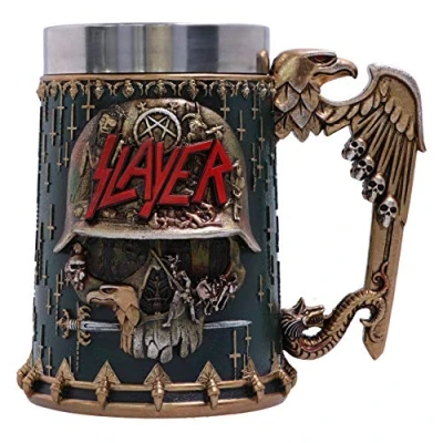 Abbildung von Nemesis Now Edelstahl Bierkrug mit Totenkopf Logo, offizielles Lizenzprodukt, Gold, 16,5 cm