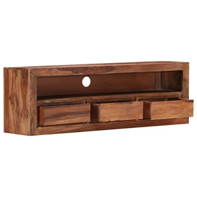 Abbildung von Hommdiy Sheesham Holz Massiv TV Schrank Board Tisch Möbel 120x30x40cm Lowboard Fernsehtisch Fernsehschrank Sideboard Fernseher Fernsehmöbel