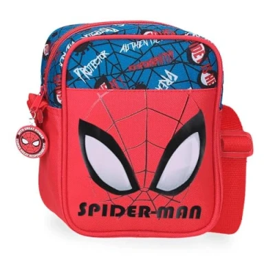 Abbildung von Marvel Disney, Spiderman Authentic, Kulturbeutel, Federmäppchen, aus Polyester, verstellbarer Schultergurt von Joumma Bags, rot, Schultertasche