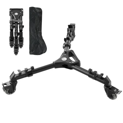 Abbildung von SIRUI Fotografie Stativ Dolly, Schwerlast Universal Räder mit 7,6 cm Gummirädern, Verstellbare Beine, 15 kg Tragfähigkeit für DSLR, Camcorder, Foto Video Beleuchtung, AM DF02