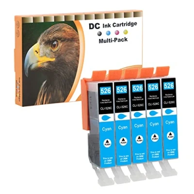 Abbildung von D&amp;C 5X Cyan Druckerpatronen Kompatibel für Canon CLI 526 C Pixma MG5250 MG5300 MG5340 MG5350 MG6250 MG8150 MG8250 MX885 MX895 IP4840 IP4850 IP4900 MG5140 MG5150 MG5240 MX710 MX715
