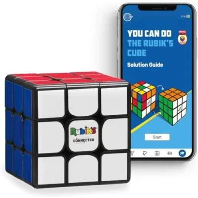 Abbildung von der Originale Rubik vernetzt — intelligenter, digitaler, elektronischer Zauberwürfel, mit dem Sie Sich Knoblern auf ganzen Welt messen können. App aktiviertes STEM Puzzle für alle Fähigkeiten