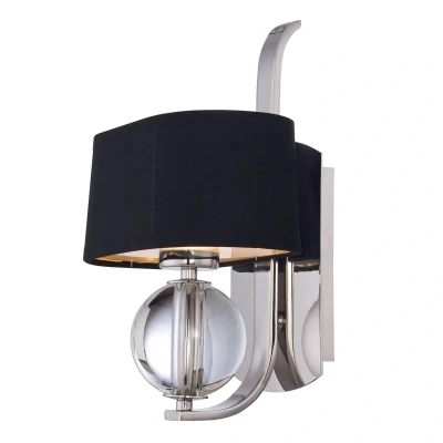 Abbildung von Quoizel QZ GOTHAM1 Wandleuchte Uptown Gotham 1xG9 Metall Silber, Glas, Leinen schwarz H:33cm L:17,8cm B:22,9cm