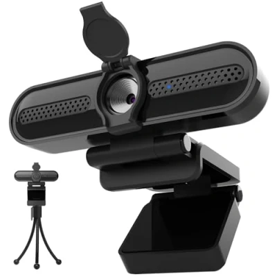 Abbildung von VIZOLINK W4DS Webcam 4K, PC mit Mikrofon, 78Sichtfeld, Fester Fokus, Plug&amp;Play, Stativ und Abdeckung, 2K für Zoom, Skype, Teams, Videoanruf Konferenz, Mac/ChromeOS/Android