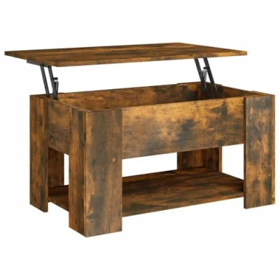 Abbildung von vidaXL Couchtisch Höhenverstellbar Kaffeetisch Wohnzimmertisch Beistelltisch Sofatisch mit Stauraum Räuchereiche 79x49x41cm Holzwerkstoff