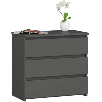 Abbildung von AKORD Kommode CL 3 mit Schubladen für das Wohnzimmer Schlafzimmer Schrank Büro Arbeitszimmer Modernes Funktionales Design B60 x H57 T35 cm, Gewicht 26 kg Graphitgrau