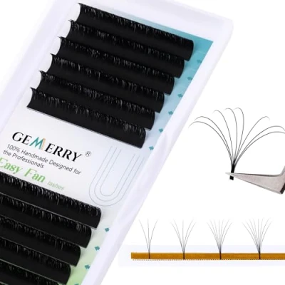 Abbildung von 9mm GEMERRY Easy Fan Volumenwimpern Volumentechnik 3D 5D 8D 10D gut Fächern lassen Stärken 0,07mm d curl Einzelwimpern professional für Wimpernverlängerung (0.07 9mm)