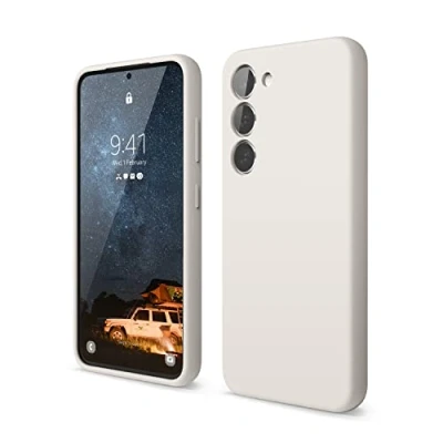 Abbildung von elago Flüssiges Silikon Hülle Kompatibel mit Samsung Galaxy S23 Case Cover, Premium Silikon, Ganzkörperschutz 4 Schichten Stoßfeste Handyhülle, Kratzfestes weiches Mikrofaserfutter (Taupe)